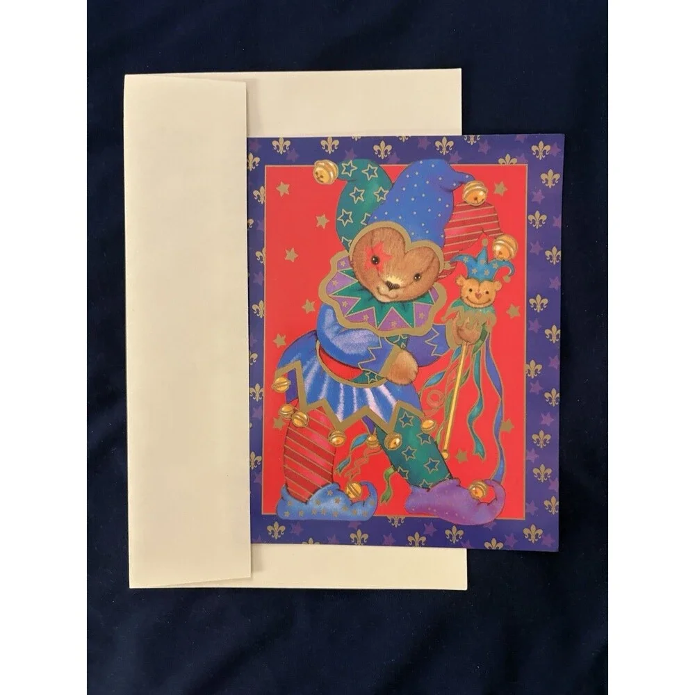 Seasons Greetings Card with Yellow Envelope |  Court Jester design By Plus Mark